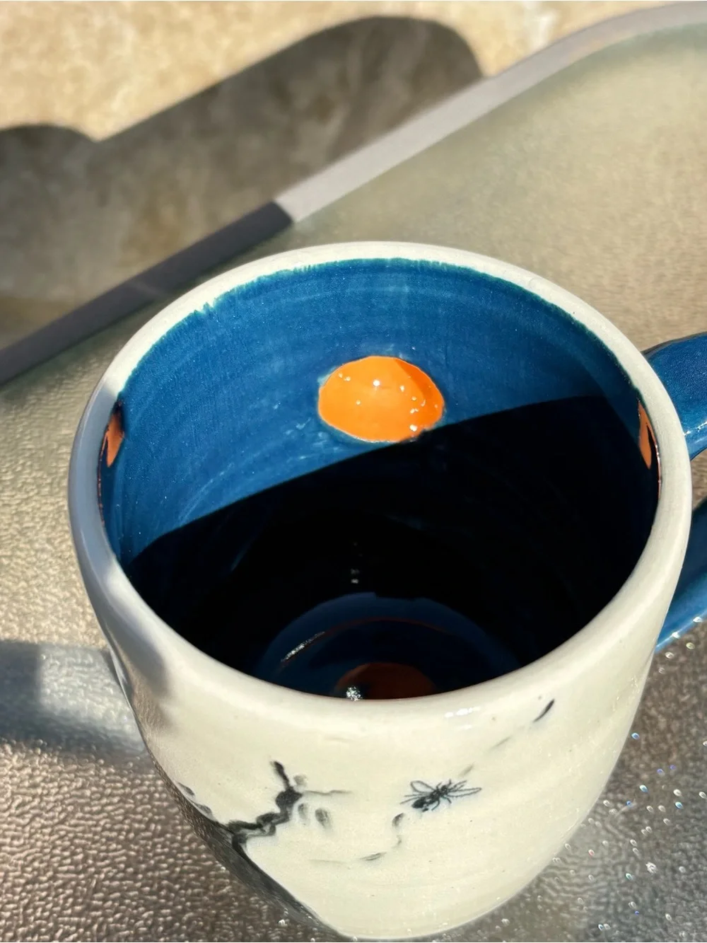 Ceramic 3D Eye Elephant Mugs Black Blue White Color Set of 2, 12 Oz 10 Oz